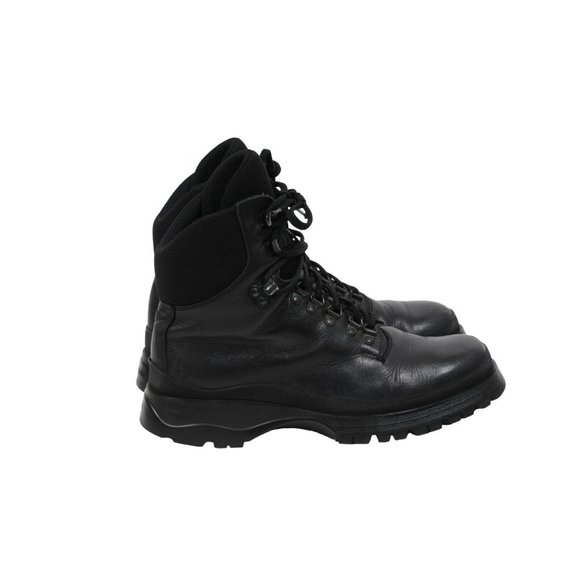 Prada Mens Combat Boots Size US 9.5 UK 8.5 Black Leather Lace Up Hook Eye Hiking - Picture 8 of 11